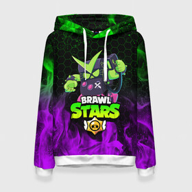 Женская толстовка 3D с принтом BRAWL STARS VIRUS 8-BIT в Ухте, 100% полиэстер  | двухслойный капюшон со шнурком для регулировки, мягкие манжеты на рукавах и по низу толстовки, спереди карман-кенгуру с мягким внутренним слоем. | 8 bit | 8 бит | bibi | brawl stars | crow | el brown | leon | leon shark | max | mr.p | sally leon | shark | stars | tara | virus | werewolf | акула | биби | вирус | ворон | леон | оборотень | пингвин
