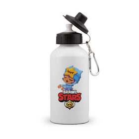 Бутылка спортивная с принтом BRAWL STARS SANDY в Ухте, металл | емкость — 500 мл, в комплекте две пластиковые крышки и карабин для крепления | 8 bit | 8 бит | bibi | brawl stars | crow | el brown | leon | leon shark | max | mr.p | sally leon | shark | stars | virus | werewolf | акула | биби | вирус | ворон | леон | оборотень | пингвин