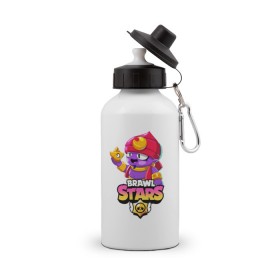 Бутылка спортивная с принтом BRAWL STARS GENE в Ухте, металл | емкость — 500 мл, в комплекте две пластиковые крышки и карабин для крепления | 8 bit | 8 бит | bibi | brawl stars | crow | el brown | leon | leon shark | max | mr.p | sally leon | shark | stars | virus | werewolf | акула | биби | вирус | ворон | леон | оборотень | пингвин