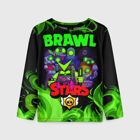 Детский лонгслив 3D с принтом BRAWL STARS ROBO-TEAM в Ухте, 100% полиэстер | длинные рукава, круглый вырез горловины, полуприлегающий силуэт
 | 8 | 8bit | bit | brawl | brawlstars | crow | leon | leonskin | max | mr p | sally | virus | бит | бравл | звезды | игра | космо | леон | макс | мультик | пламя | робот | старc | старз