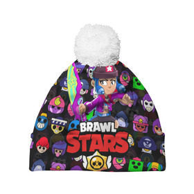 Шапка 3D c помпоном с принтом BRAWL STARS BIBI в Ухте, 100% полиэстер | универсальный размер, печать по всей поверхности изделия | 8 bit | 8 бит | bibi | brawl stars | crow | el brown | leon | leon shark | max | mr.p | sally leon | shark | stars | virus | werewolf | акула | биби | вирус | ворон | леон | оборотень | пингвин