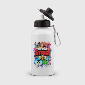 Бутылка спортивная с принтом BRAWL STARS в Ухте, металл | емкость — 500 мл, в комплекте две пластиковые крышки и карабин для крепления | 8 bit | 8 бит | bibi | brawl stars | crow | el brown | leon | leon shark | max | mr.p | sally leon | shark | stars | virus | werewolf | акула | биби | вирус | ворон | леон | оборотень | пингвин