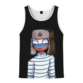 Мужская майка 3D с принтом CountryHumans - Россия в Ухте, 100% полиэстер | круглая горловина, приталенный силуэт, длина до линии бедра. Пройма и горловина окантованы тонкой бейкой | 23 | army | country | countryhumans | humans | memes | patriot | russia | армия | звезда | красная | мем | патриот | россия | страна | тельняшка | флаг | человечек | шапка