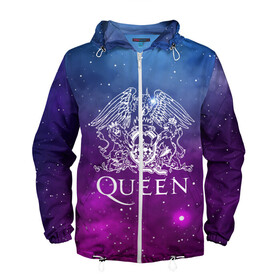 Мужская ветровка 3D с принтом QUEEN в Ухте, 100% полиэстер | подол и капюшон оформлены резинкой с фиксаторами, два кармана без застежек по бокам, один потайной карман на груди | queen | rock | брайан мэи | группа queen | группа квин | джон дикон | квин | королева | король | роджер тейлор | рок | фредди меркьюри
