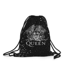 Рюкзак-мешок 3D с принтом QUEEN в Ухте, 100% полиэстер | плотность ткани — 200 г/м2, размер — 35 х 45 см; лямки — толстые шнурки, застежка на шнуровке, без карманов и подкладки | queen | rock | брайан мэи | группа queen | группа квин | джон дикон | квин | королева | король | роджер тейлор | рок | фредди меркьюри