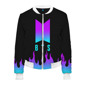Женский бомбер 3D с принтом BTS в Ухте, 100% полиэстер | застегивается на молнию, по бокам два кармана без застежек, мягкие манжеты, по низу бомбера и на воротнике — эластичная резинка | bangtan boys | bt21 | bts | rm | бтс | ви | джей хоуп | джонгук | сюга | чимин | чин
