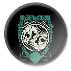 Значок с принтом Iron Maiden в Ухте,  металл | круглая форма, металлическая застежка в виде булавки | 80s | hardrock | heavy | iron | maiden | metal | pop | steve harris | the final frontier | uk | айрон | группа | железная дева | метал | мэйден | хеви