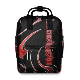 Женский рюкзак 3D с принтом Iron Maiden в Ухте, 100% полиэстер | лямки с регулируемой длиной, сверху ручки, чтобы рюкзак нести как сумку. Основное отделение закрывается на молнию, как и внешний карман. Внутри два дополнительных кармана, один из которых закрывается на молнию. По бокам два дополнительных кармашка, куда поместится маленькая бутылочка
 | 80s | hardrock | heavy | iron | maiden | metal | pop | steve harris | the final frontier | uk | айрон | группа | железная дева | метал | мэйден | хеви