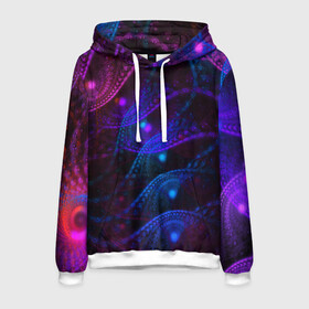 Мужская толстовка 3D с принтом NEON FRACTAL в Ухте, 100% полиэстер | двухслойный капюшон со шнурком для регулировки, мягкие манжеты на рукавах и по низу толстовки, спереди карман-кенгуру с мягким внутренним слоем. | abstract | abstraction | color | fractal | geometry | paitnt | polygon | polygonal | psy | абстракция | геометрия | краски | неоновые | полигоны | психоделика | фрактал