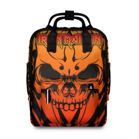 Женский рюкзак 3D с принтом Iron Maiden в Ухте, 100% полиэстер | лямки с регулируемой длиной, сверху ручки, чтобы рюкзак нести как сумку. Основное отделение закрывается на молнию, как и внешний карман. Внутри два дополнительных кармана, один из которых закрывается на молнию. По бокам два дополнительных кармашка, куда поместится маленькая бутылочка
 | 80s | hardrock | heavy | iron | maiden | metal | pop | steve harris | the final frontier | uk | айрон | группа | железная дева | метал | мэйден | хеви