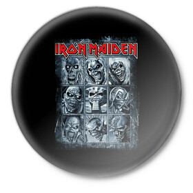 Значок с принтом Iron Maiden в Ухте,  металл | круглая форма, металлическая застежка в виде булавки | 80s | hardrock | heavy | iron | maiden | metal | pop | steve harris | the final frontier | uk | айрон | группа | железная дева | метал | мэйден | хеви