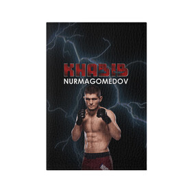 Обложка для паспорта матовая кожа с принтом ХАБИБ в Ухте, натуральная матовая кожа | размер 19,3 х 13,7 см; прозрачные пластиковые крепления | mma | sport | бои | дагестан | нурмагомедов | орел | спорт | хаба | хабиб