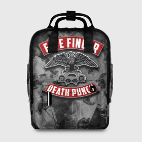 Женский рюкзак 3D с принтом Five Finger Death Punch в Ухте, 100% полиэстер | лямки с регулируемой длиной, сверху ручки, чтобы рюкзак нести как сумку. Основное отделение закрывается на молнию, как и внешний карман. Внутри два дополнительных кармана, один из которых закрывается на молнию. По бокам два дополнительных кармашка, куда поместится маленькая бутылочка
 | 5fdp | death | ffdp | finger | five | five finger death punch | punch | грув метал
