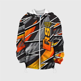 Детская куртка 3D с принтом Audi RS в Ухте, 100% полиэстер | застежка — молния, подол и капюшон оформлены резинкой с фиксаторами, по бокам — два кармана без застежек, один потайной карман на груди, плотность верхнего слоя — 90 г/м2; плотность флисового подклада — 260 г/м2 | amg | audi | cars | drive | quattro | rs | s | sport | sportback | supercars | ауди | обзор | скорость | форма