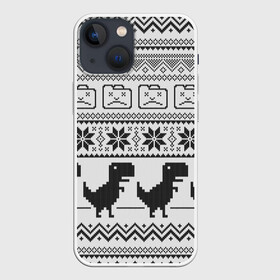 Чехол для iPhone 13 mini с принтом Свитер с T rexами в Ухте,  |  | game | t rex | арнамент | бабушке | бежит | браузер | внуку | вязаный | вязь | гугл | девушке | дед | дочке | женщине | игры | интернет | любим | маме | мужчине | п | папе | парню | пиксель | подарок | свитер