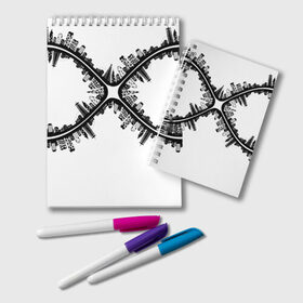 Блокнот Бесконечность!: в Ухте, 100% бумага | 48 листов, плотность листов — 60 г/м2, плотность картонной обложки — 250 г/м2. Листы скреплены удобной пружинной спиралью. Цвет линий — светло-серый
 | бесконечность | города | дома | стиль | туризм | черно белый