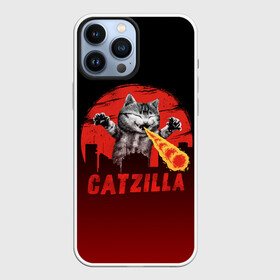 Чехол для iPhone 13 Pro Max с принтом CATZILLA | КЭТЗИЛЛА в Ухте,  |  | Тематика изображения на принте: catzilla | годзилла | кот | котик | кошка | кэтзилла | мимими | прикол | прикольная