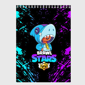 Скетчбук с принтом BRAWL STARS LEON SHARK в Ухте, 100% бумага
 | 48 листов, плотность листов — 100 г/м2, плотность картонной обложки — 250 г/м2. Листы скреплены сверху удобной пружинной спиралью | 8 bit | 8 бит | bibi | brawl stars | crow | el brown | leon | leon shark | max | mr.p | sally leon | shark | stars | virus | werewolf | акула | биби | вирус | ворон | леон | оборотень | пингвин