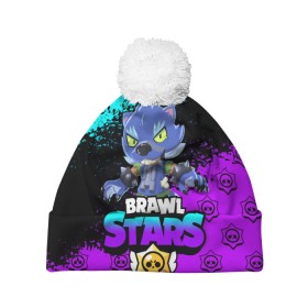 Шапка 3D c помпоном с принтом Brawl stars leon оборотень. в Ухте, 100% полиэстер | универсальный размер, печать по всей поверхности изделия | bea | bib | brawl stars | crow | el brown | leon | max | nita | sally leon | shark | акула | биа | биби | бравл старс | ворон | игра | леон | макс | нита | оборотень | салли леон | сэлли леон | шарк | эл браун