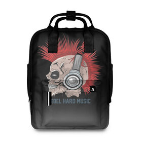 Женский рюкзак 3D с принтом Rebel hard music в Ухте, 100% полиэстер | лямки с регулируемой длиной, сверху ручки, чтобы рюкзак нести как сумку. Основное отделение закрывается на молнию, как и внешний карман. Внутри два дополнительных кармана, один из которых закрывается на молнию. По бокам два дополнительных кармашка, куда поместится маленькая бутылочка
 | punk | rebel hard music | rock | метал | металл | панк | панки | рок | рокер | тяжелая музыка