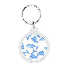 Брелок круглый Косяк китов: в Ухте, пластик и полированная сталь | круглая форма, металлическое крепление в виде кольца | арт | карандашом | кит | киты | красками | море | моря | океан | океаны | под водой | рисунок