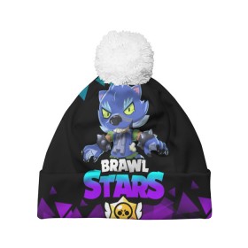 Шапка 3D c помпоном с принтом Brawl stars leon оборотень. в Ухте, 100% полиэстер | универсальный размер, печать по всей поверхности изделия | bea | bib | brawl stars | crow | el brown | leon | max | nita | sally leon | shark | акула | биа | биби | бравл старс | ворон | игра | леон | макс | нита | оборотень | салли леон | сэлли леон | шарк | эл браун