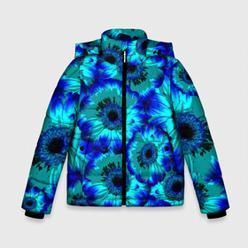 Зимняя куртка для мальчиков 3D с принтом Голубые хризантемы в Ухте, ткань верха — 100% полиэстер; подклад — 100% полиэстер, утеплитель — 100% полиэстер | длина ниже бедра, удлиненная спинка, воротник стойка и отстегивающийся капюшон. Есть боковые карманы с листочкой на кнопках, утяжки по низу изделия и внутренний карман на молнии. 

Предусмотрены светоотражающий принт на спинке, радужный светоотражающий элемент на пуллере молнии и на резинке для утяжки | Тематика изображения на принте: 8 марта | голубые хризантемы | голубые цветы | хризантемы | цветы