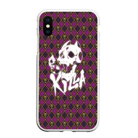 Чехол для iPhone XS Max матовый с принтом Killer Queen в Ухте, Силикон | Область печати: задняя сторона чехла, без боковых панелей | jo jo | jojo | killa | killer | killer queen | queen | бомба | взрыв | взрыватель | д | джо джо | динамит | квин | кости | куин | петарда | принц | пятна | пятнами | череп | черно белый