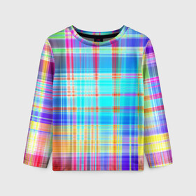 Детский лонгслив 3D с принтом Неоновая сетка в Ухте, 100% полиэстер | длинные рукава, круглый вырез горловины, полуприлегающий силуэт
 | неон | неоновая сетка | неоновый принт | палитра цветов | сетка | спектр цветов | текстуры