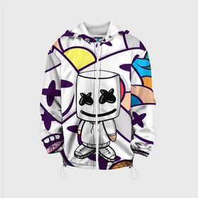 Детская куртка 3D MARSHMELLO: в Ухте, 100% полиэстер | застежка — молния, подол и капюшон оформлены резинкой с фиксаторами, по бокам — два кармана без застежек, один потайной карман на груди, плотность верхнего слоя — 90 г/м2; плотность флисового подклада — 260 г/м2 | marshmello | music | зефир | зефирка | маршиеллоу | маска | музыка | музыкант