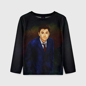 Детский лонгслив 3D с принтом DOCTOR WHO в Ухте, 100% полиэстер | длинные рукава, круглый вырез горловины, полуприлегающий силуэт
 | david tennant | doctor who | jodie whittaker | matt smith | space | tardis | time | время | девид теннант | джоди уиттакер | доктор | доктор кто | космос | мэтт смит | тардис