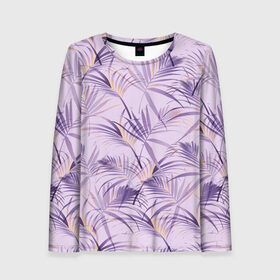Женский лонгслив 3D с принтом Листья в Ухте, 100% полиэстер | длинные рукава, круглый вырез горловины, полуприлегающий силуэт | girl | woman | девушкам | девушки | листья | подарок | тропические цветы | цветы