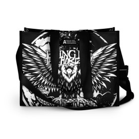 Сумка-шоппер 3D с принтом Bring Me the Horizon в Ухте, 100% полиэстер | застегивается на металлическую кнопку; внутренний карман застегивается на молнию. Стенки укреплены специальным мягким материалом, чтобы защитить содержимое от несильных ударов
 | bmth | metal | music | official | rca records label | rock | sempiternal | video | британская | группа | дэткор | поп | рок