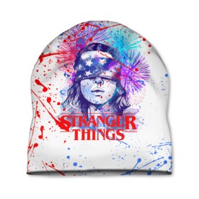 Шапка 3D с принтом STRANGER THINGS в Ухте, 100% полиэстер | универсальный размер, печать по всей поверхности изделия | 11 | stranger things | одди | одиннадцатая | очень странные дела | сериалы