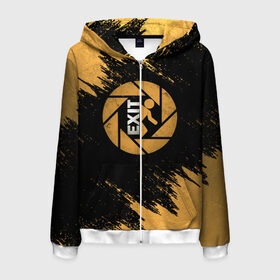 Мужская толстовка 3D на молнии с принтом PORTAL в Ухте, 100% полиэстер | длина до линии бедра, манжеты и пояс оформлены мягкой тканевой резинкой, двухслойный капюшон со шнурком для регулировки, спереди молния, по бокам два кармана | Тематика изображения на принте: aperture laboratories | glados | portal | portal 2 | valve | гладос | портал | портал 2 | челл