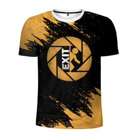 Мужская футболка 3D спортивная с принтом PORTAL в Ухте, 100% полиэстер с улучшенными характеристиками | приталенный силуэт, круглая горловина, широкие плечи, сужается к линии бедра | Тематика изображения на принте: aperture laboratories | glados | portal | portal 2 | valve | гладос | портал | портал 2 | челл