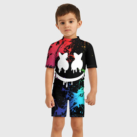 Детский купальный костюм 3D с принтом Marshmello в Ухте, Полиэстер 85%, Спандекс 15% | застежка на молнии на спине | dj | marshmello | marshmelloy | usa | америка | клуб | клубная музыка | мармело | маршмелло | маршмеллоу | музыка | музыкант