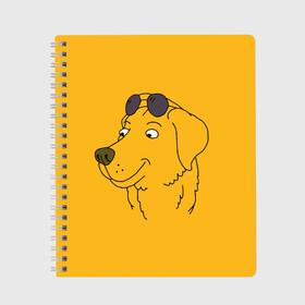 Тетрадь с принтом Mr Peanutbutter в Ухте, 100% бумага | 48 листов, плотность листов — 60 г/м2, плотность картонной обложки — 250 г/м2. Листы скреплены сбоку удобной пружинной спиралью. Уголки страниц и обложки скругленные. Цвет линий — светло-серый
 | bojack horseman | mr. peanutbutter | конь боджек | мистер арахисовое масло | мистер подхвост