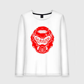 Женский лонгслив хлопок с принтом DOOM в Ухте, 100% хлопок |  | doom | doom eternal | дум