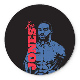 Коврик для мышки круглый с принтом Jon Jones в Ухте, резина и полиэстер | круглая форма, изображение наносится на всю лицевую часть | bones jones | jon bones jones | jon jones | jonny bones | jonnybones | mma | ufc | джон джонс | мма