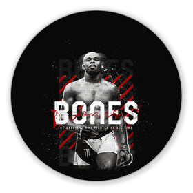 Коврик для мышки круглый с принтом Bones Jones в Ухте, резина и полиэстер | круглая форма, изображение наносится на всю лицевую часть | bones jones | jon bones jones | jon jones | jonny bones | jonnybones | mma | ssru | ufc | джон джонс | мма