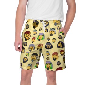 Мужские шорты 3D с принтом Thinking emoji skins в Ухте,  полиэстер 100% | прямой крой, два кармана без застежек по бокам. Мягкая трикотажная резинка на поясе, внутри которой широкие завязки. Длина чуть выше колен | battlefield текстуры | doodling | emoji | pattern | skins | textures | thinking | tiles | военные | дудлинг | думающий | коллаж | паттерны | скины | смайлик | солдаты | тайлы | фон | эмоджи
