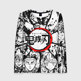 Женский лонгслив 3D с принтом KIMETSU NO YAIBA в Ухте, 100% полиэстер | длинные рукава, круглый вырез горловины, полуприлегающий силуэт | demon slayer | kimetsu no yaiba | nezuko | shinobu | slayer | tanjiro | zenitsu | гию томиока | зенитцу | иноске хашибира | клинок рассекающий демонов | незуко | танджиро | шинобу кочо