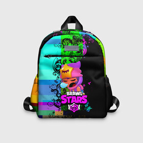 Детский рюкзак 3D с принтом BRAWL STARS SANDY в Ухте, 100% полиэстер | лямки с регулируемой длиной, сверху петелька, чтобы рюкзак можно было повесить на вешалку. Основное отделение закрывается на молнию, как и внешний карман. Внутри дополнительный карман. По бокам два дополнительных кармашка | 8 bit | bibi | brawl stars | brock | bull | crow | dinomike | el primo | leon | mobile game | mr.p | nita | poko | ricochet | stars | tara | бравл старс | ворон | леон | мобильные игры