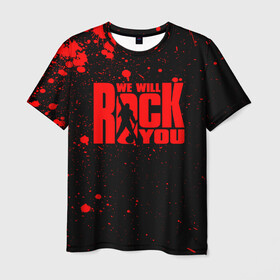 Мужская футболка 3D с принтом Queen - We Will Rock You  в Ухте, 100% полиэфир | прямой крой, круглый вырез горловины, длина до линии бедер | Тематика изображения на принте: freddie mercury | paul | queen | quen | богемская рапсодия | брайан мэй | глэм | группа | джон дикон | квин | королева | куин | меркури | меркьюри | музыкант | мэркури | певец | песня | поп | роджер тейлор | рок