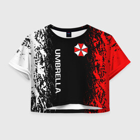 Женская футболка Crop-top 3D с принтом RESIDENT EVIL UMBRELLA | РЕЗИДЕНТ ЕВИЛ в Ухте, 100% полиэстер | круглая горловина, длина футболки до линии талии, рукава с отворотами | ada wong | biohazard | leon | nemesis | project resistance | raccoon city | re | re3 | resident evil | resident evil 3 | rpd | stars | umbrella | ада вонг | амбрелла | немезис | ужасы