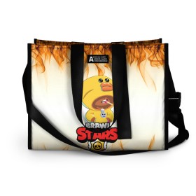Сумка-шоппер 3D с принтом brawl stars в Ухте, 100% полиэстер | застегивается на металлическую кнопку; внутренний карман застегивается на молнию. Стенки укреплены специальным мягким материалом, чтобы защитить содержимое от несильных ударов
 | bea | brawl stars | crow | leon | max | nita | sally leon | shark | акула | биа | бравл старс | ворон | игра | леон | нита | оборотень | салли леон | сэлли леон | шарк | эл браун
