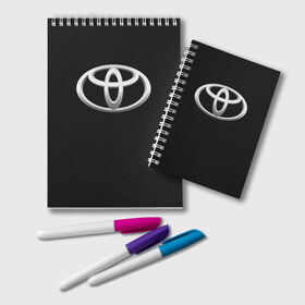 Блокнот с принтом Toyota carbon в Ухте, 100% бумага | 48 листов, плотность листов — 60 г/м2, плотность картонной обложки — 250 г/м2. Листы скреплены удобной пружинной спиралью. Цвет линий — светло-серый
 | Тематика изображения на принте: 2020 | alphard | auto | camry | corolla | highlander | hilux | land cruiser 200 | prado | rav4 | sport | supra | toyota | tundra | авто | автомобиль | автомобильные | альфард | бренд | камри | марка | машины | спорт | тойота