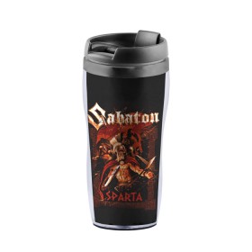 Термокружка-непроливайка с принтом Sabaton - Sparta в Ухте, внутренняя часть — пищевой пластик, наружная часть — прозрачный пластик, между ними — полиграфическая вставка с рисунком | объем — 350 мл, герметичная крышка | Тематика изображения на принте: battle metal | sabaton | военный рок | йоаким броден | крис рёланд | пар сундстрём | рок | рок группа | хэви метал | шведская группа | шведский рок