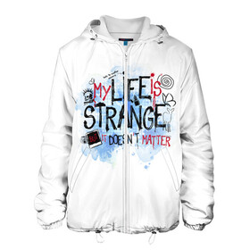 Мужская куртка 3D с принтом LIFE IS STRANGE в Ухте, ткань верха — 100% полиэстер, подклад — флис | прямой крой, подол и капюшон оформлены резинкой с фиксаторами, два кармана без застежек по бокам, один большой потайной карман на груди. Карман на груди застегивается на липучку | chloe | life is strange | life is strange 2 | max | игра | лайф ис стрэндж | макс | надпись | хлоя